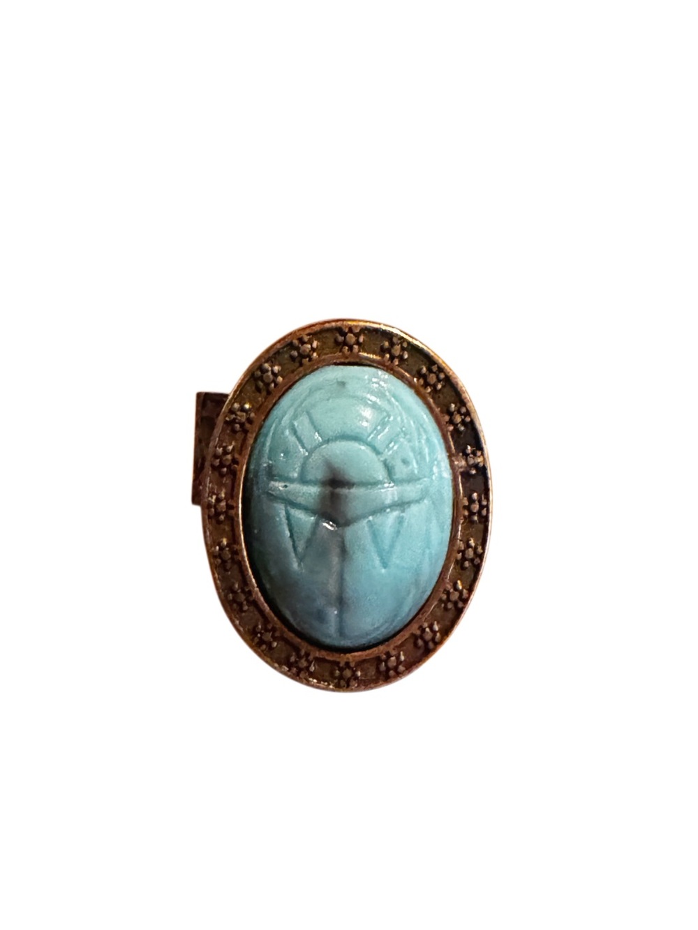Vintage Egyptian Scarab Ring • Turquoise Beetle Cabochon